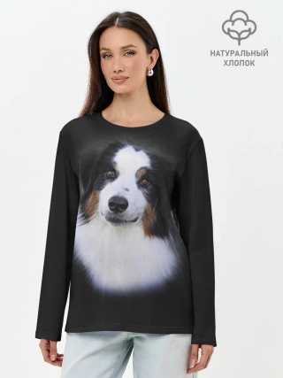 Лонгслив женский. Хлопок / Собака