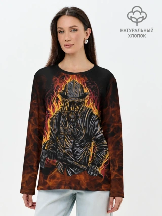 Лонгслив женский. Хлопок / Пожарный