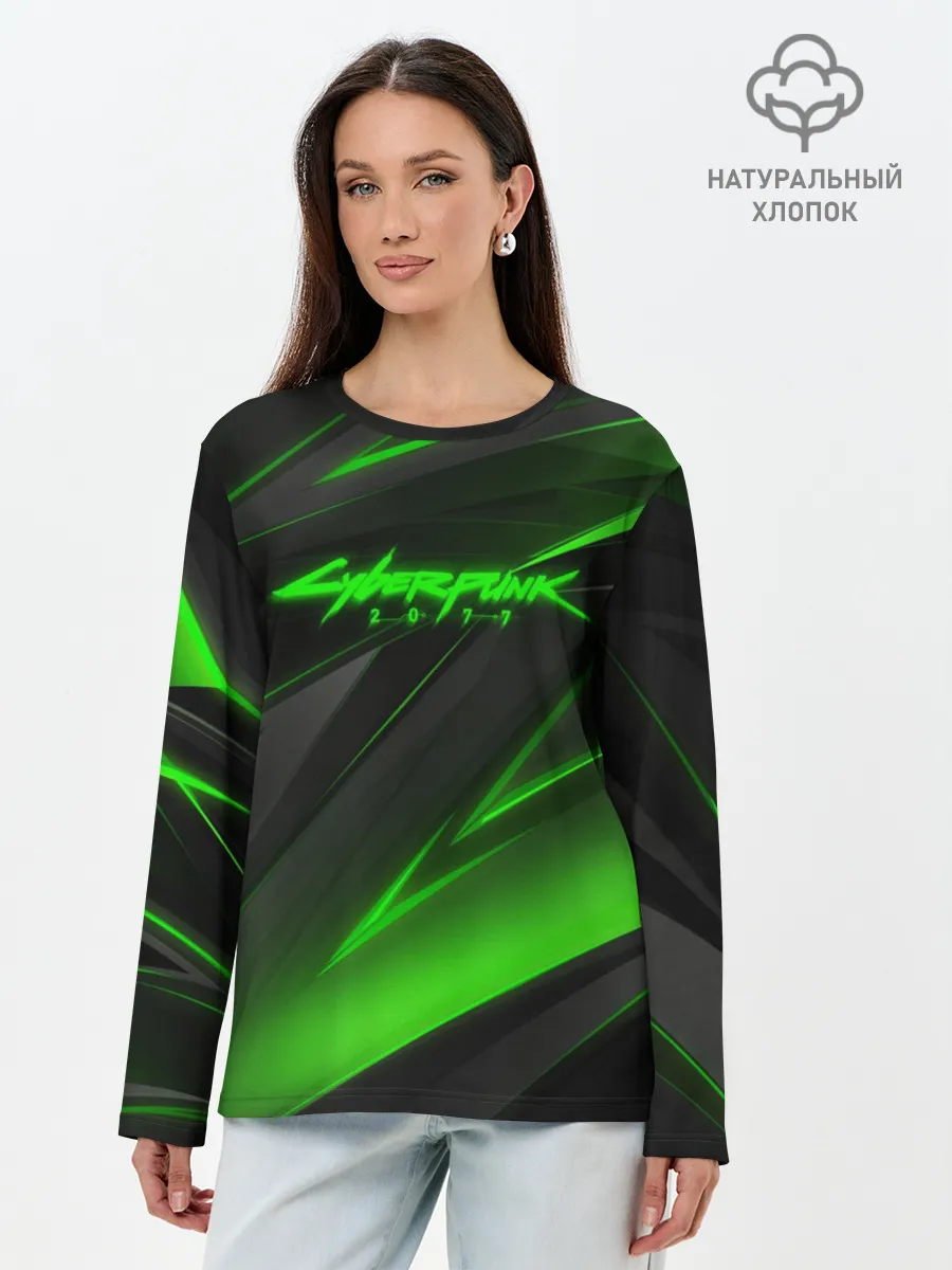 Лонгслив женский. Хлопок / CYBERPUNK 2077