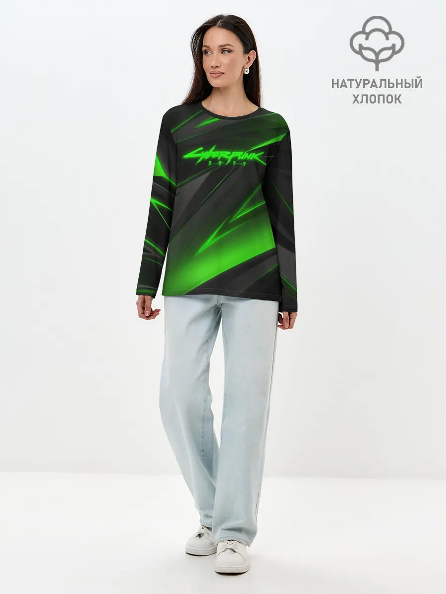 Лонгслив женский. Хлопок / CYBERPUNK 2077