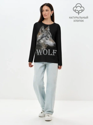 Лонгслив женский. Хлопок / Wolf