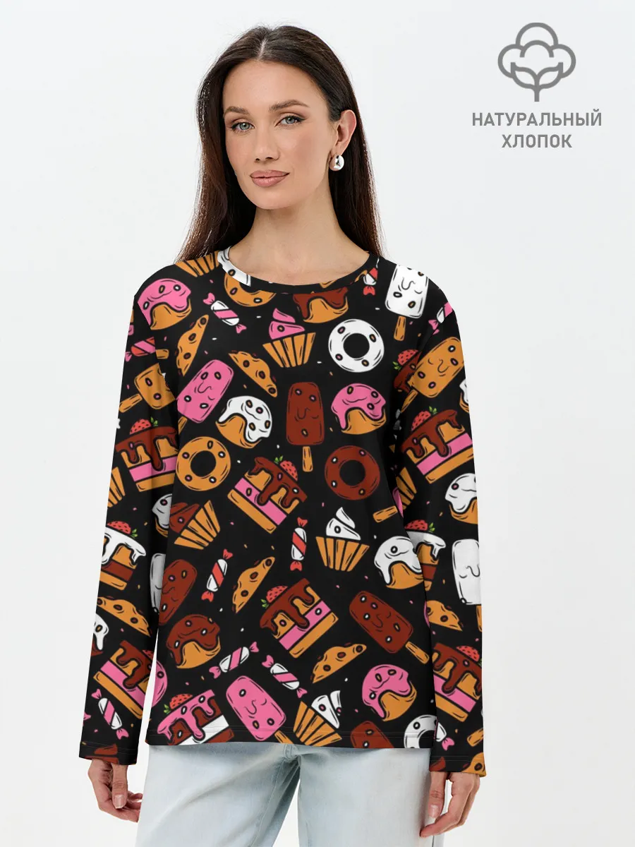 Лонгслив женский. Хлопок / Вкусняшки