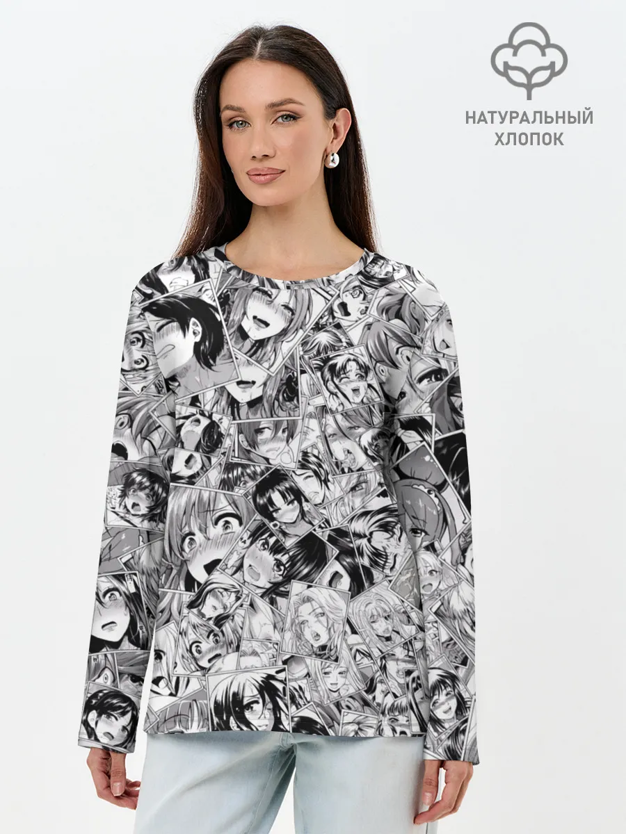 Лонгслив женский. Хлопок / Manga ahegao