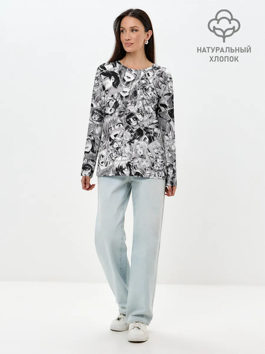 Лонгслив женский. Хлопок / Manga ahegao