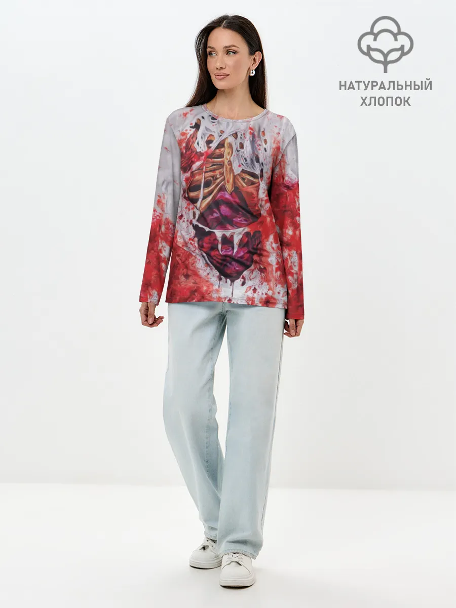 Лонгслив женский. Хлопок / Кровь