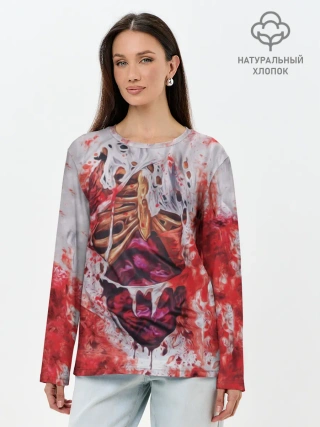 Лонгслив женский. Хлопок / Кровь