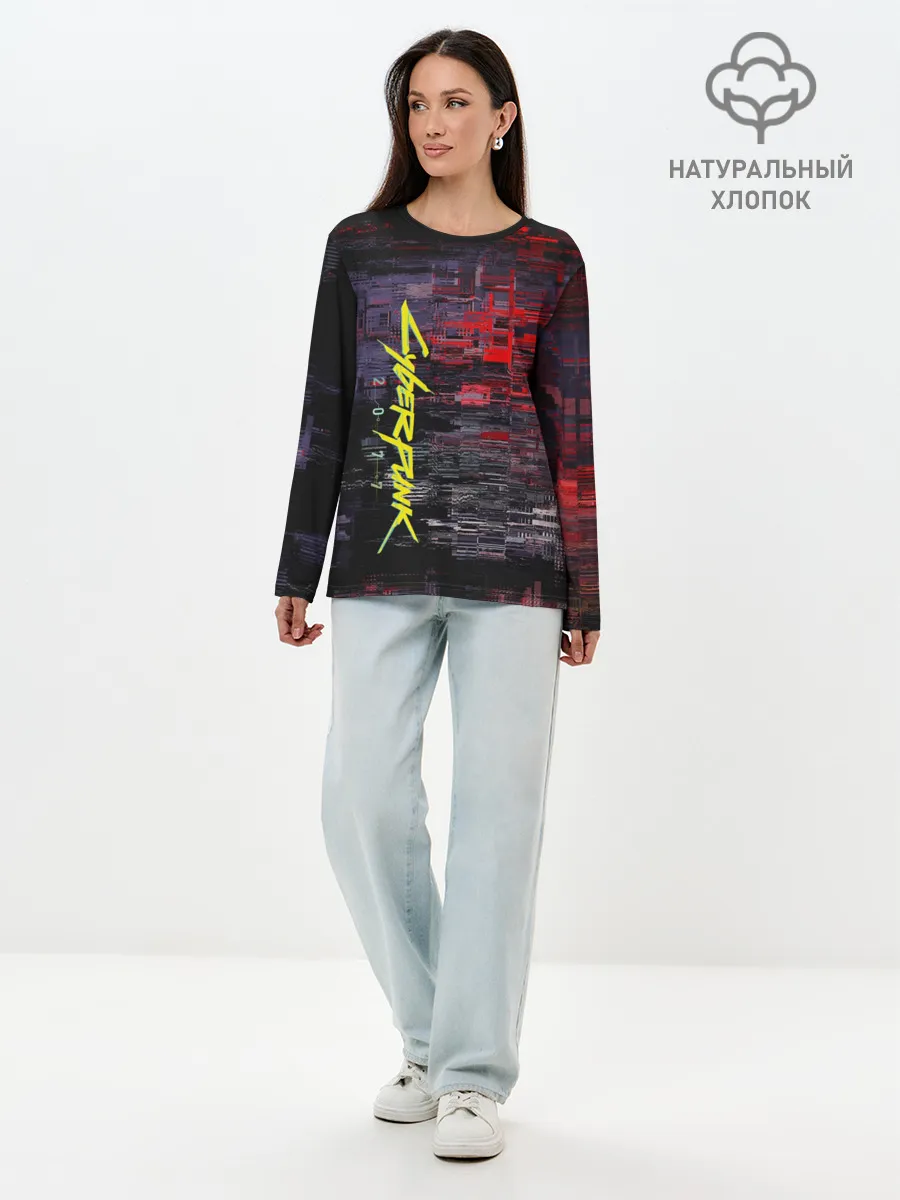 Лонгслив женский. Хлопок / CYBERPUNK 2077