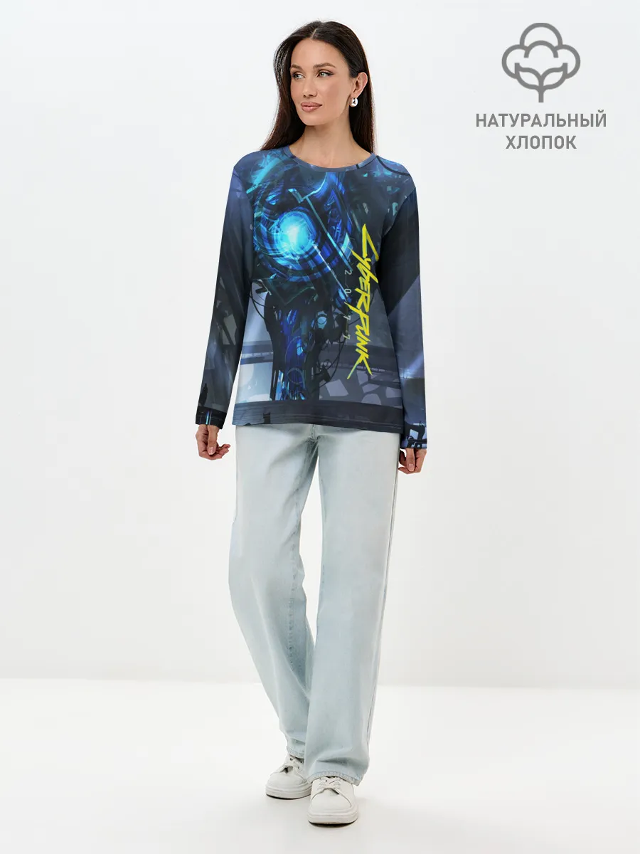 Лонгслив женский. Хлопок / CYBERPUNK 2077