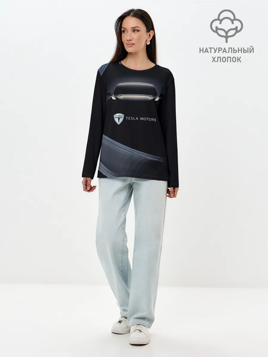 Лонгслив женский. Хлопок / Tesla Model 3
