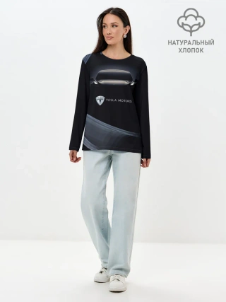 Лонгслив женский. Хлопок / Tesla Model 3