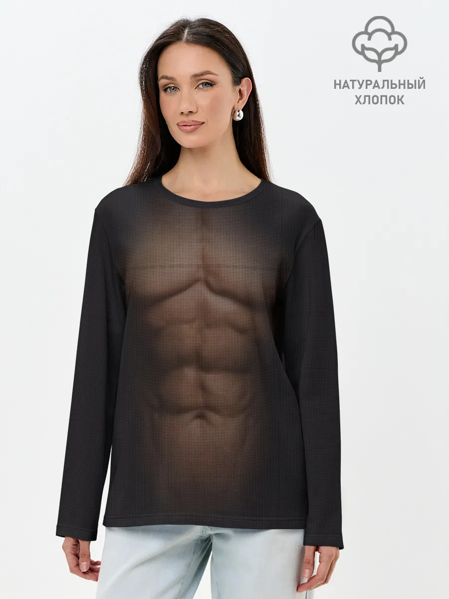 Лонгслив женский. Хлопок / Сетка