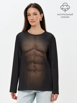 Лонгслив женский. Хлопок / Сетка