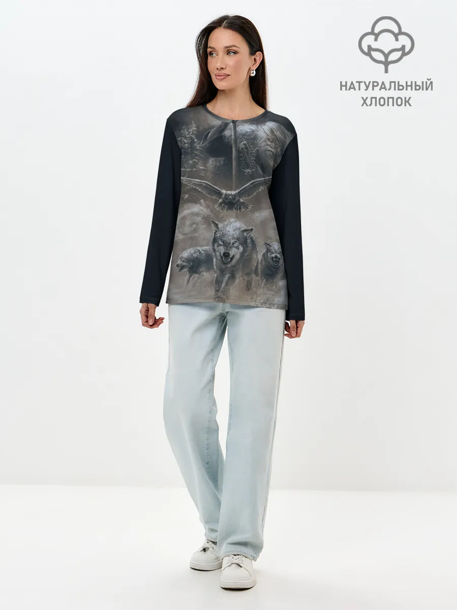 Лонгслив женский. Хлопок / русь