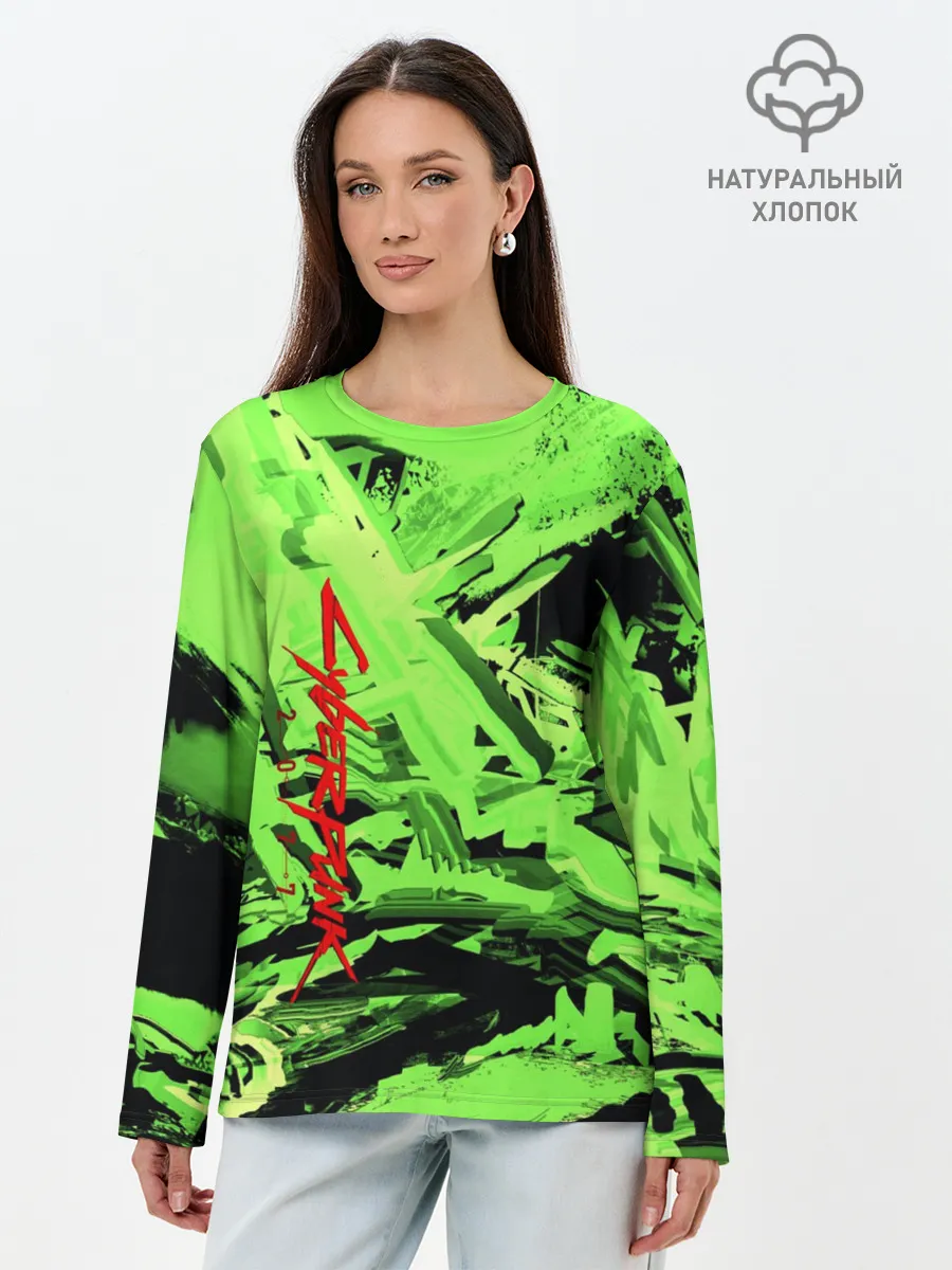 Лонгслив женский. Хлопок / Cyberpunk 2077