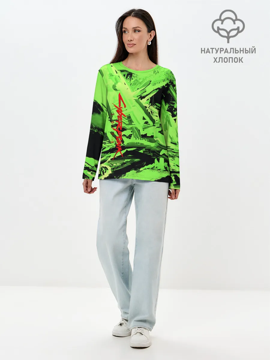 Лонгслив женский. Хлопок / Cyberpunk 2077