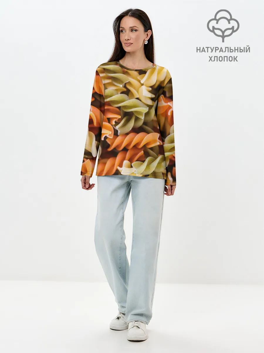 Лонгслив женский. Хлопок / Макароны Спиральки