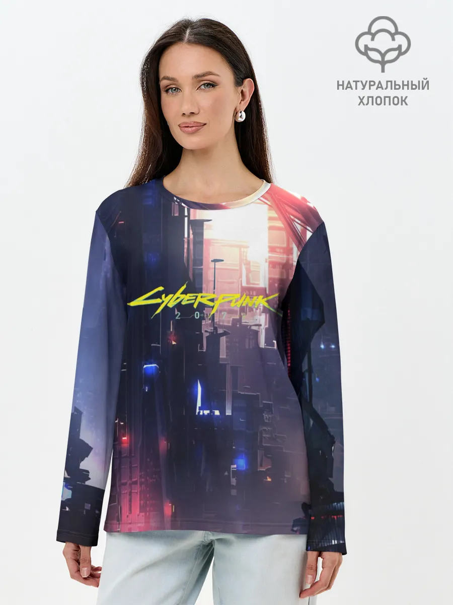 Лонгслив женский. Хлопок / Cyberpunk 2077