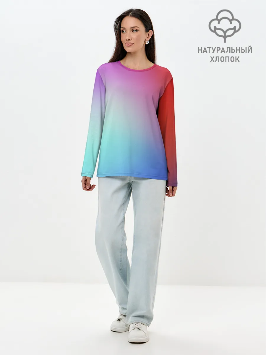 Лонгслив женский. Хлопок / Colorful Gradient