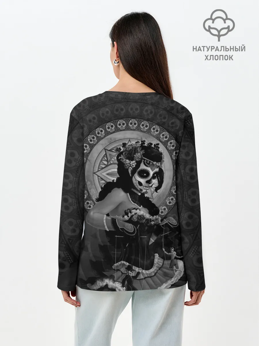 Лонгслив женский. Хлопок / День мёртвых, Мексика