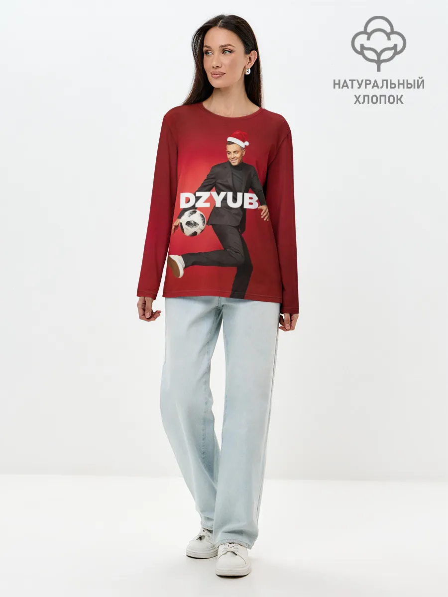 Лонгслив женский. Хлопок / Новогодний Дзюба