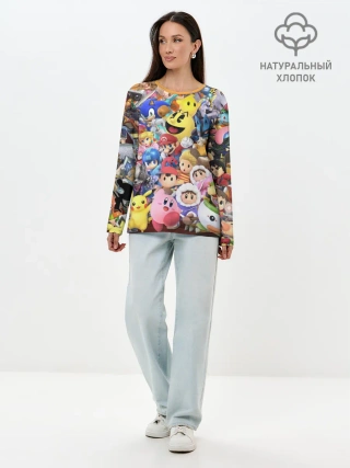 Лонгслив женский. Хлопок / Super Smash Bros