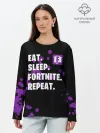 Лонгслив женский. Хлопок / Eat Sleep Fortnite Repeat