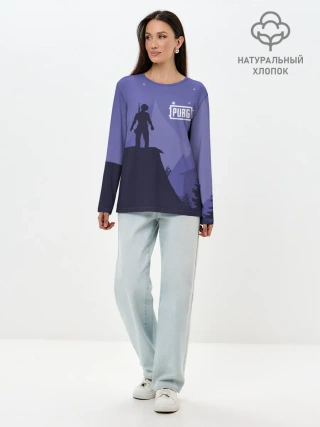 Лонгслив женский. Хлопок / Ночной PUBG
