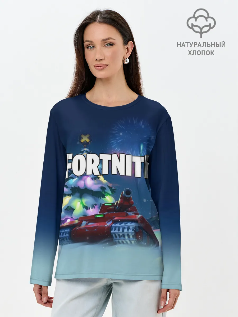 Лонгслив женский. Хлопок / Fortnite Новый год