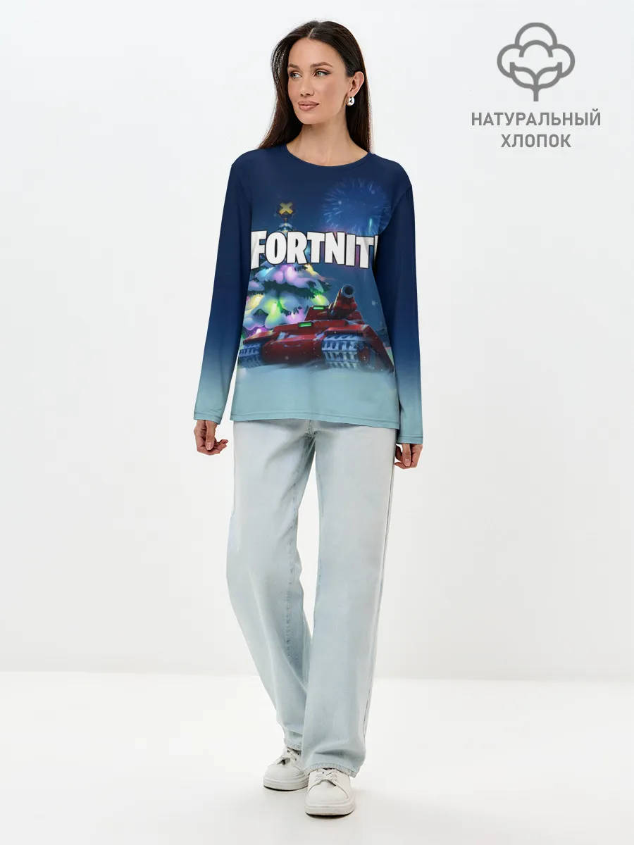 Лонгслив женский. Хлопок / Fortnite Новый год