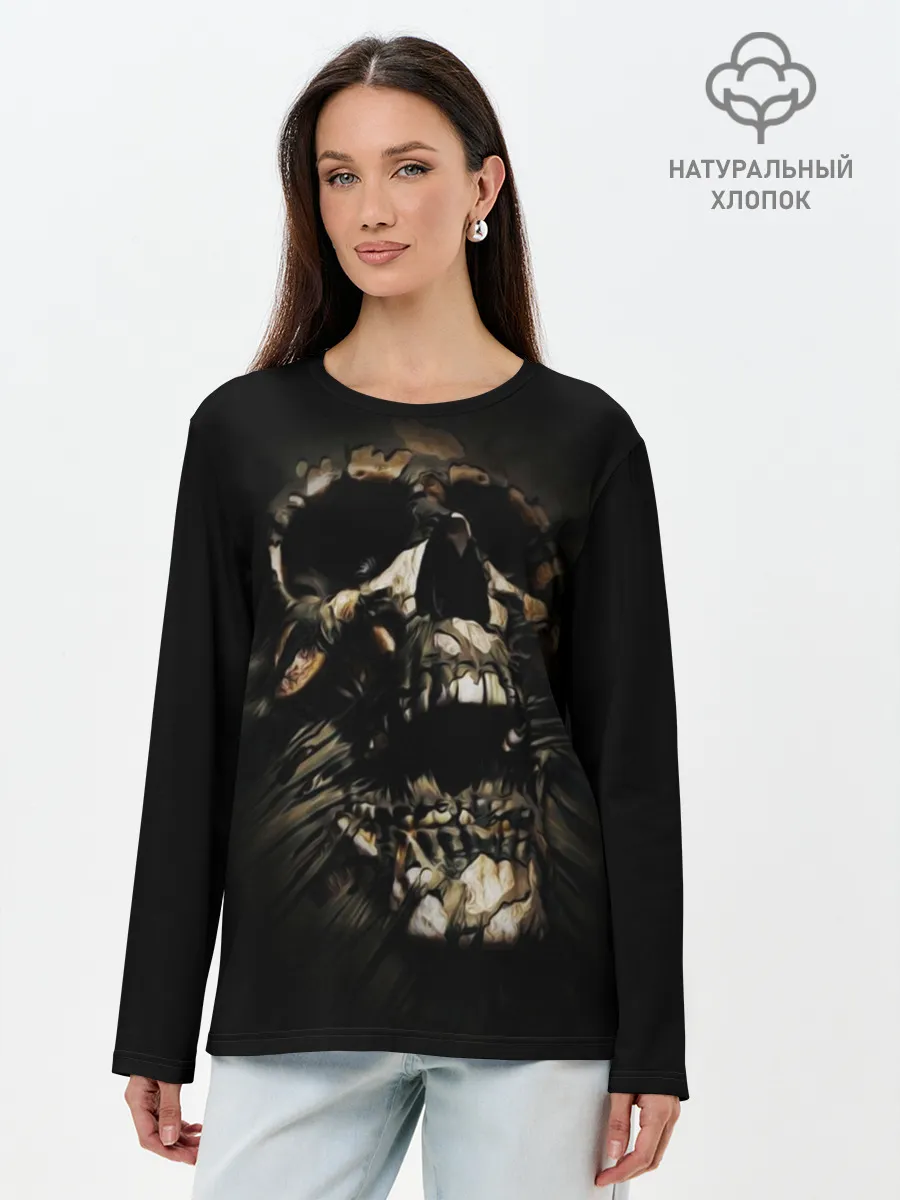 Лонгслив женский. Хлопок / Череп