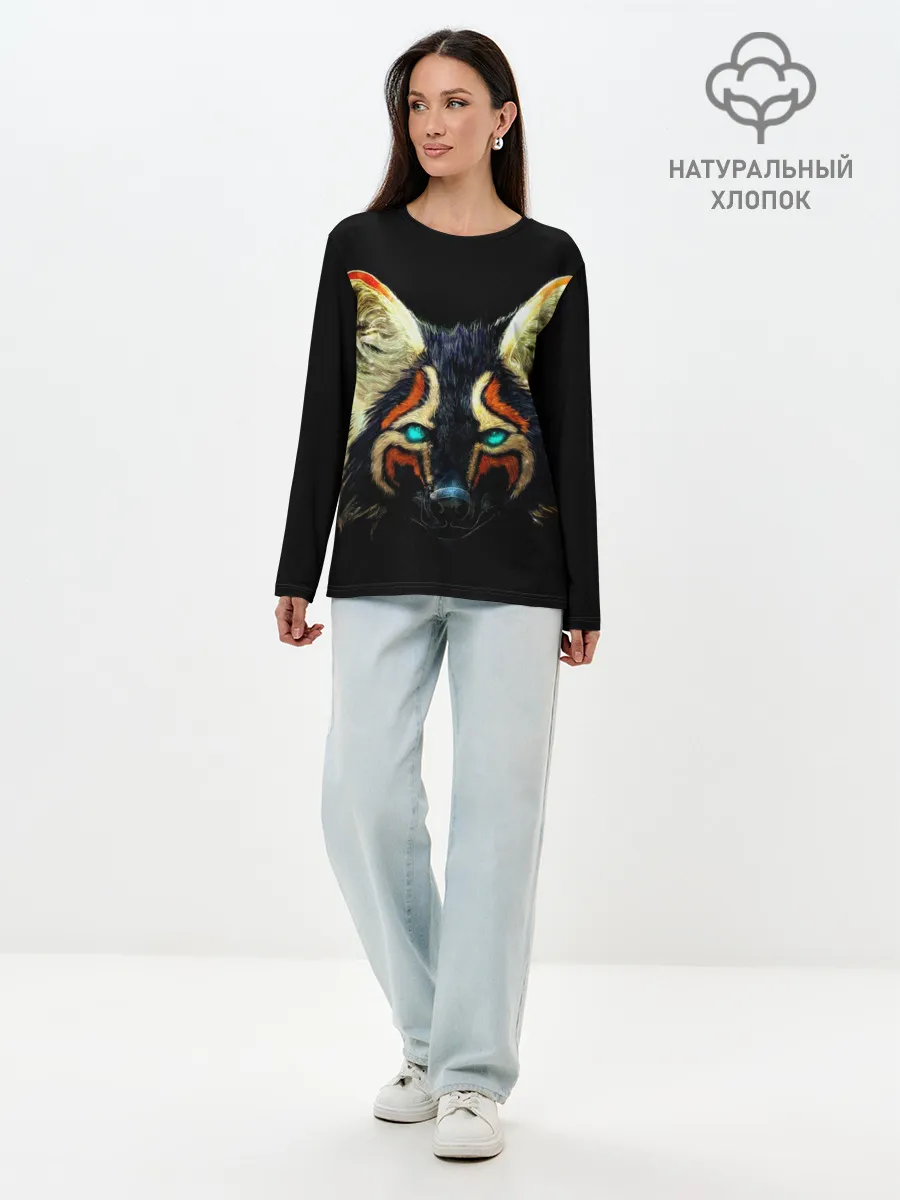 Лонгслив женский. Хлопок / Рыжий лис
