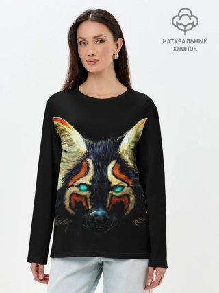 Лонгслив женский. Хлопок / Рыжий лис
