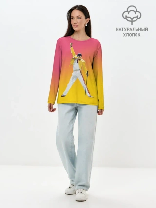 Лонгслив женский. Хлопок / Queen: Фредди Меркьюри