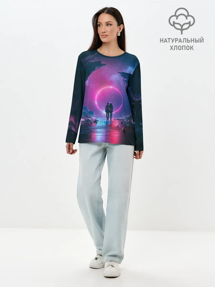 Лонгслив женский. Хлопок / Любовь в космосе