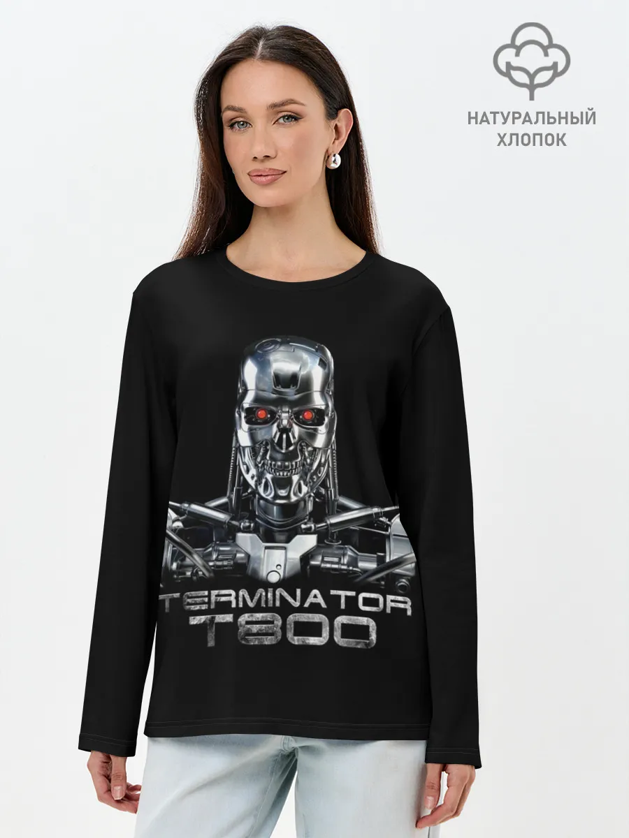 Лонгслив женский. Хлопок / Терминатор Т800,