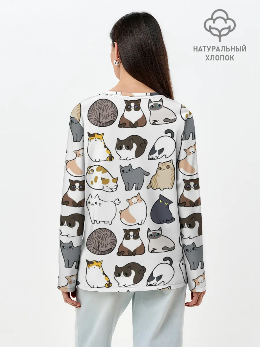 Лонгслив женский. Хлопок / Котики