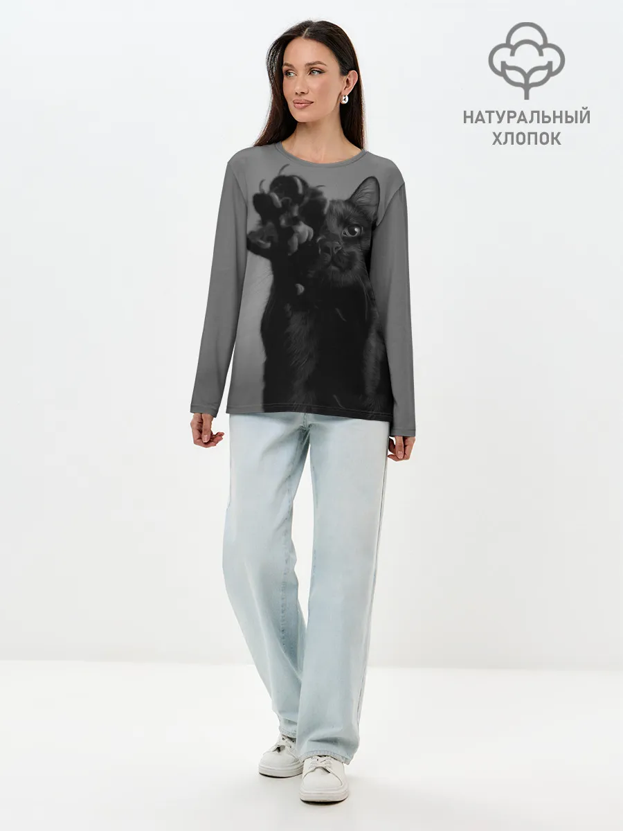 Лонгслив женский. Хлопок / Котик