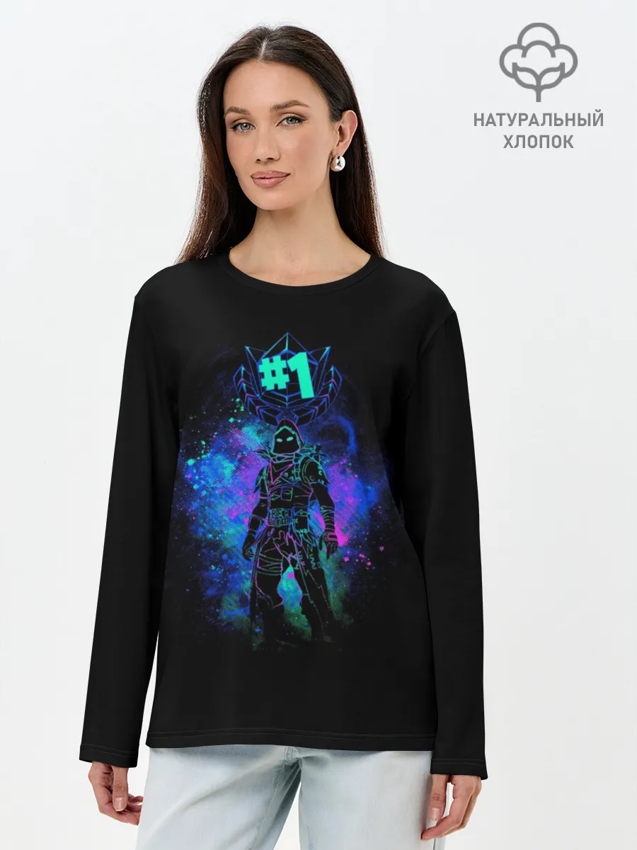 Лонгслив женский. Хлопок / Fortnite. Neon Raven