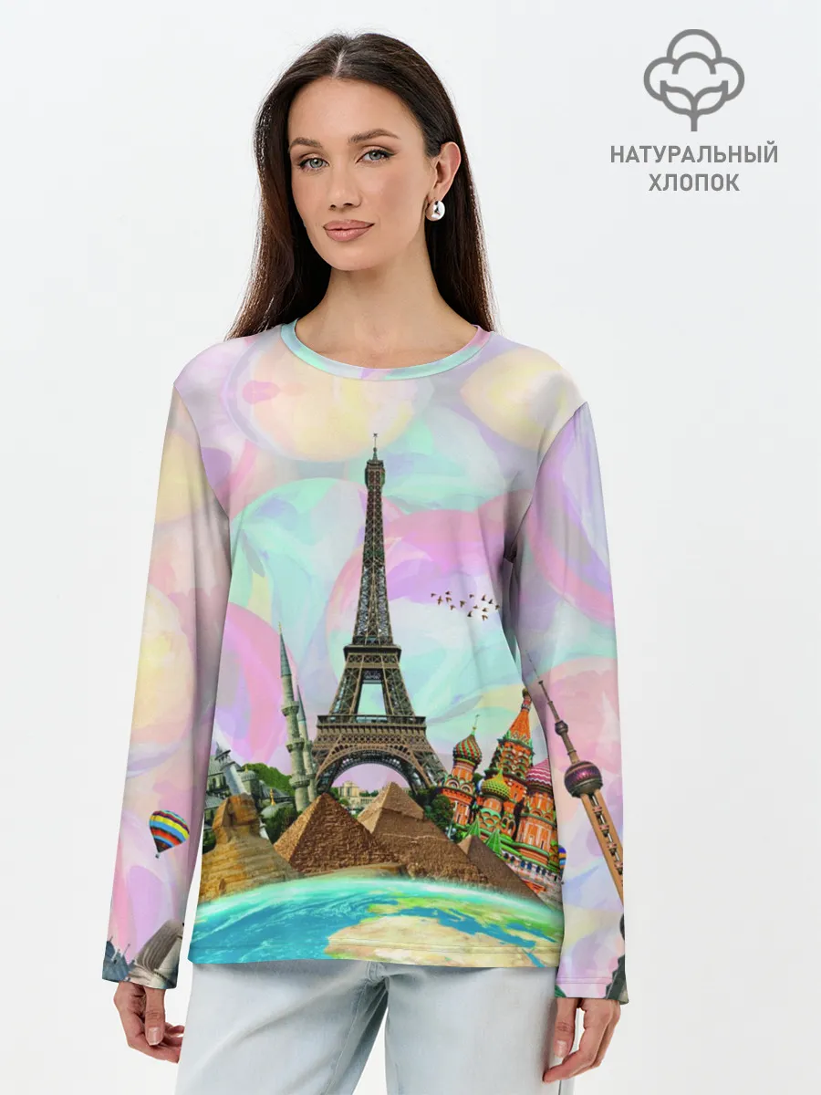 Лонгслив женский. Хлопок / Туризм