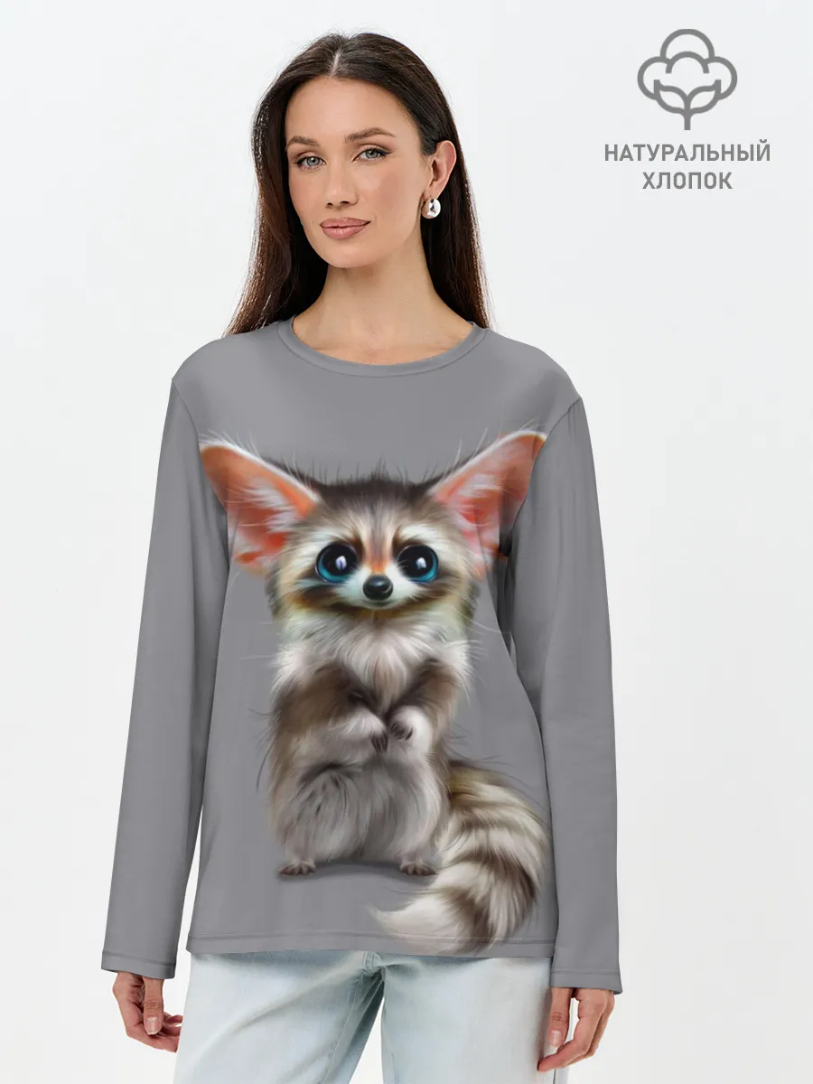 Лонгслив женский. Хлопок / Зверушка