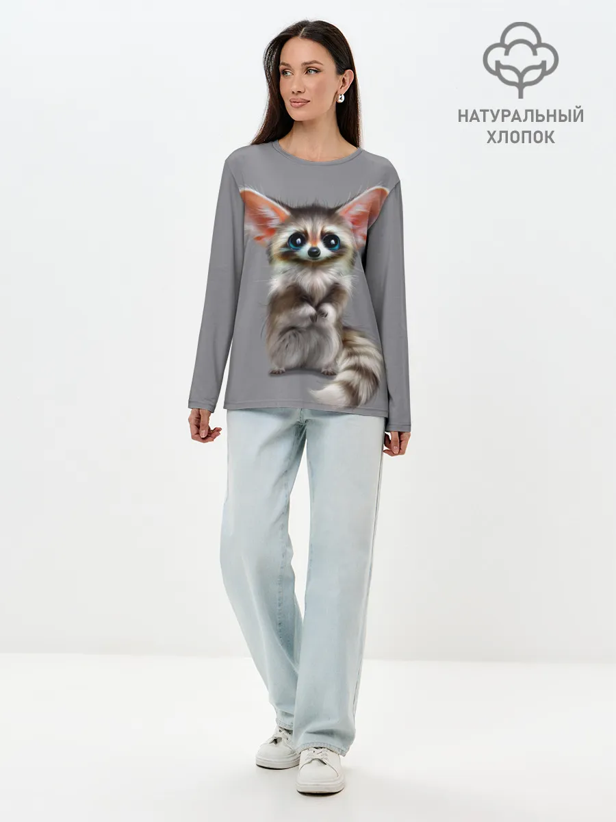 Лонгслив женский. Хлопок / Зверушка