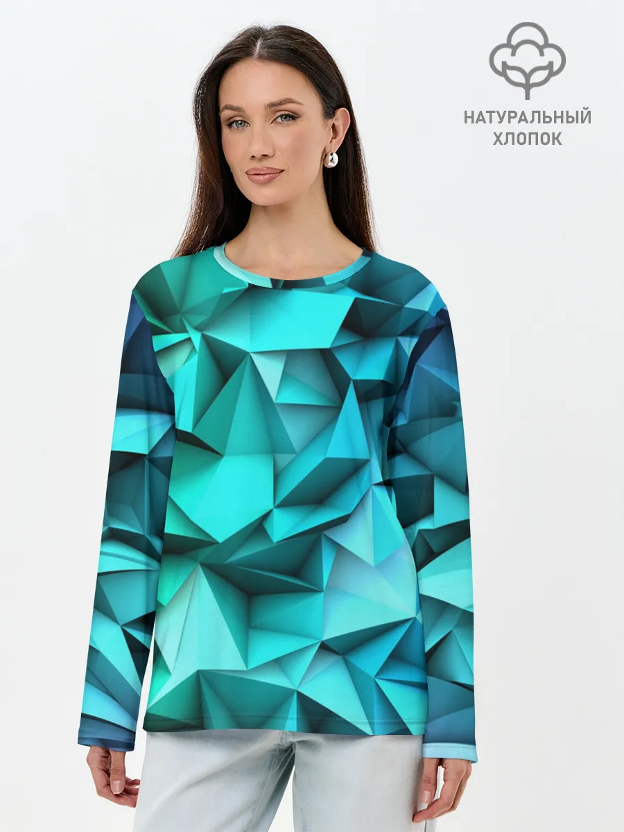 Лонгслив женский. Хлопок / abstraction geometry
