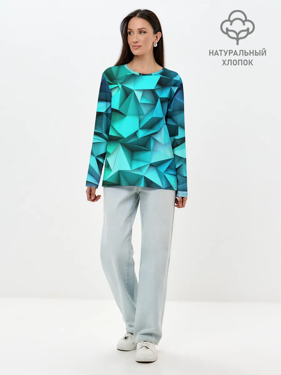 Лонгслив женский. Хлопок / abstraction geometry