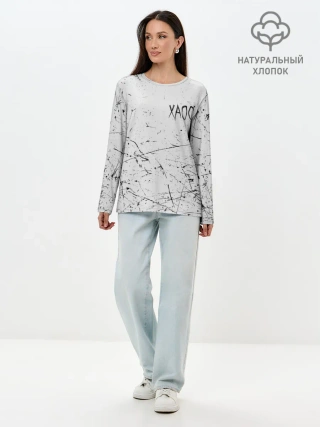 Лонгслив женский. Хлопок / ХАОС Серый