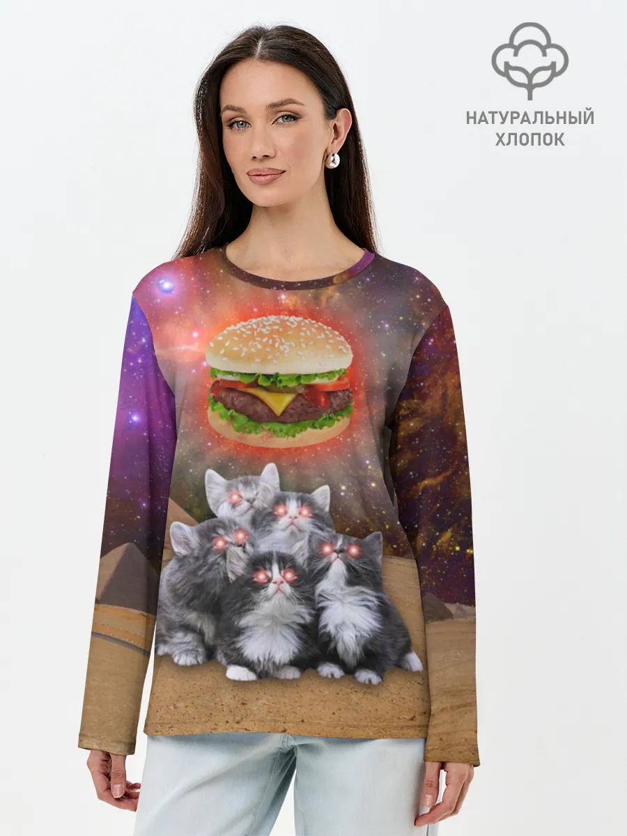 Лонгслив женский. Хлопок / Египетские Коты