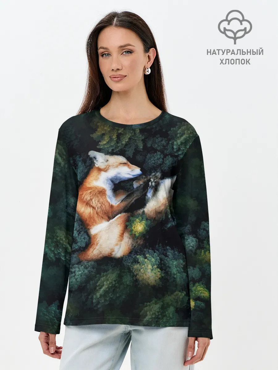 Лонгслив женский. Хлопок / Лисичка в Лесу