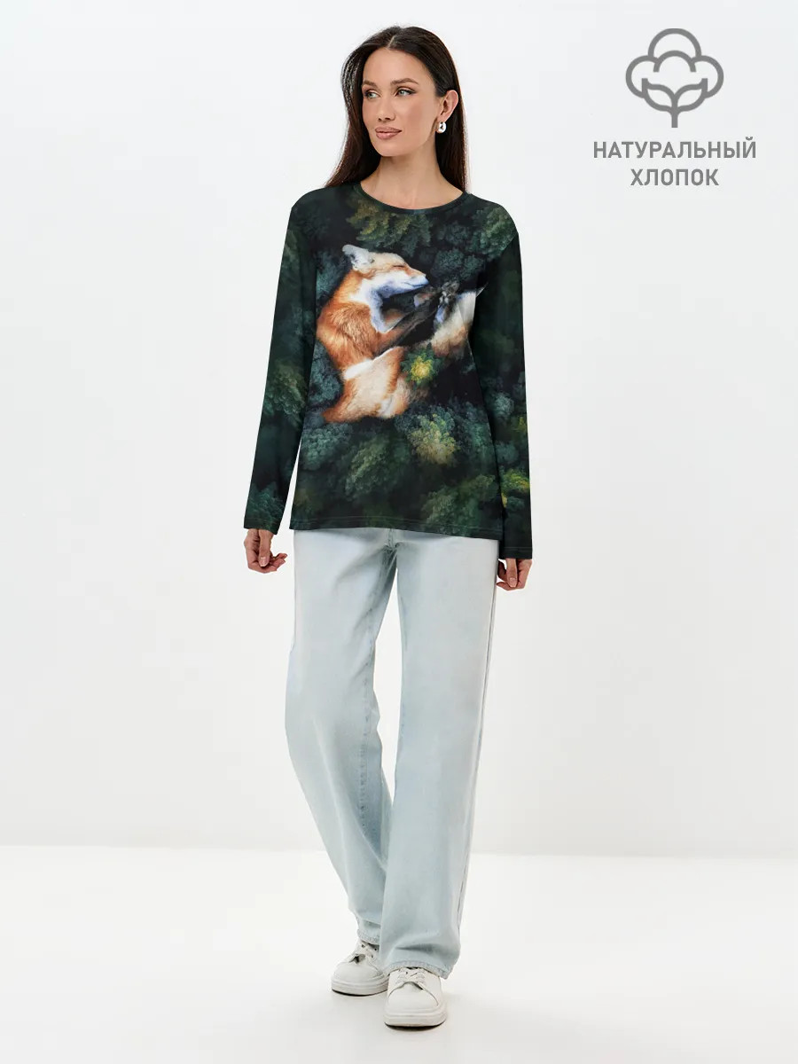 Лонгслив женский. Хлопок / Лисичка в Лесу