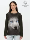 Лонгслив женский. Хлопок / Голубоглазый волк