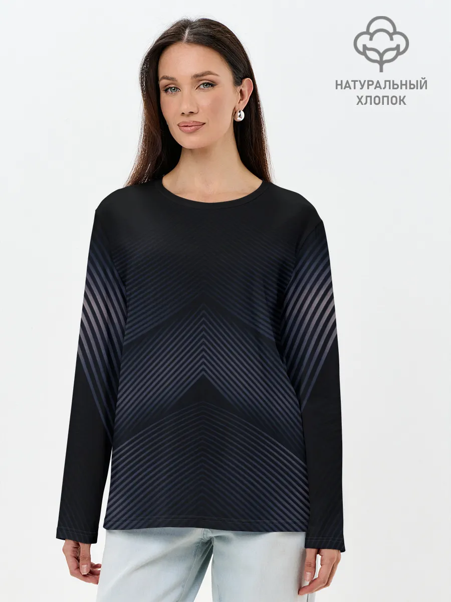 Лонгслив женский. Хлопок / Абстракция полос