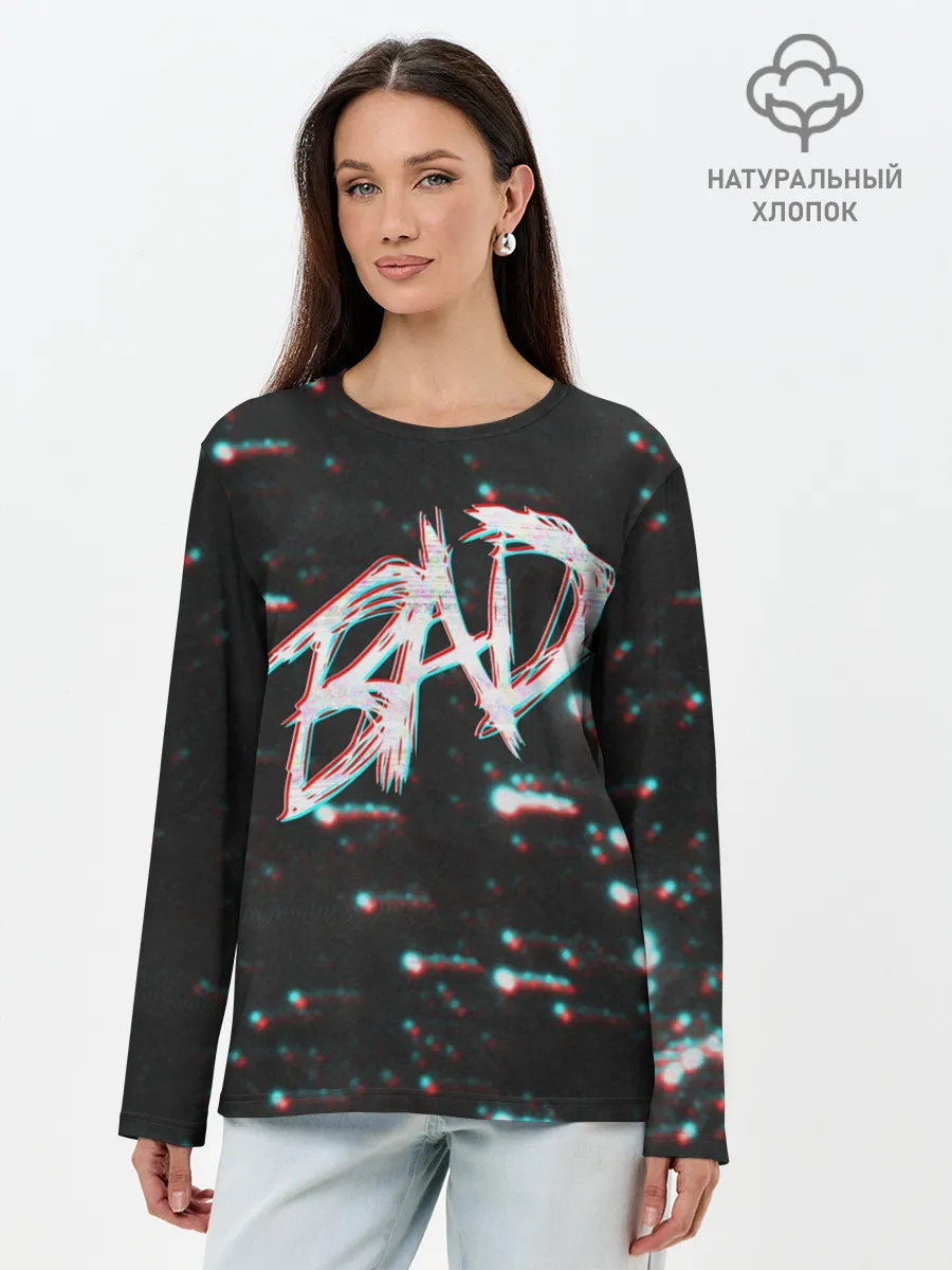 Лонгслив женский. Хлопок / XXXTentacion - BAD Glitch